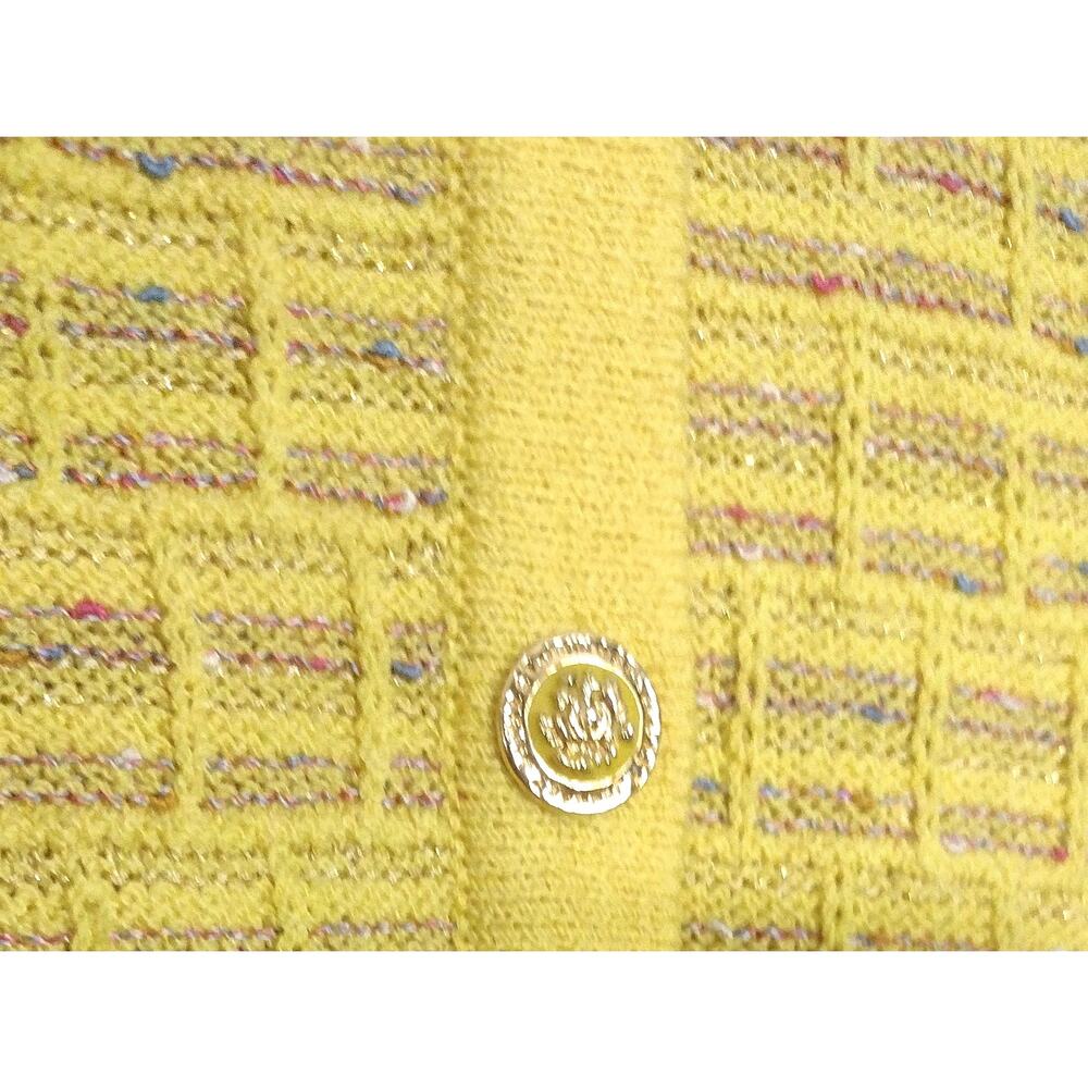 St. John Collection Multicolor Yellow Button Front Cardigan Sweater Size 12 - Picture 9 of 16